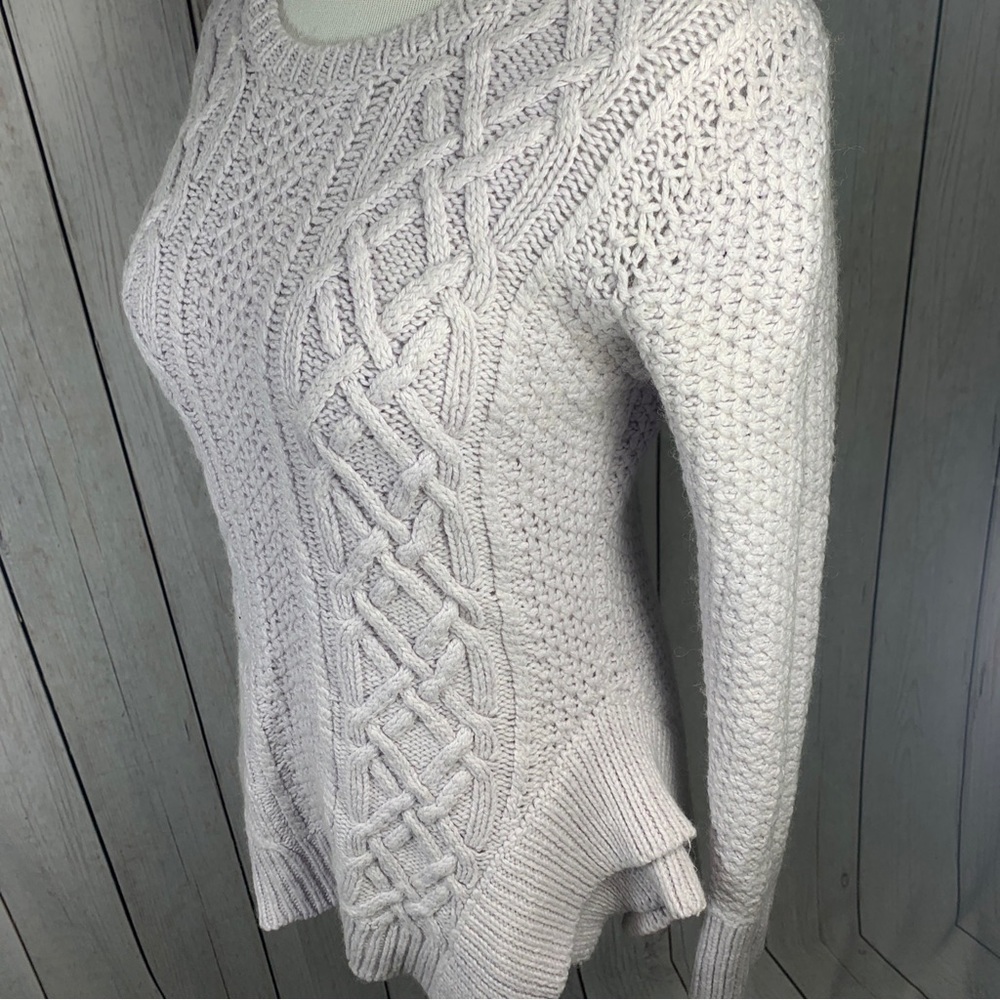 Stylestalker Womens Kyanite Cable Knit Sweater Size Small Tiered Side in Silver